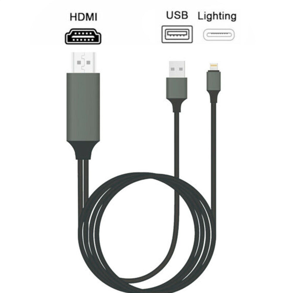 esbeecables Lightning to HDMI Adapter, 1080P, iPhone 14, 13, 12, 11, XS,  XR, X, 8, iPad, Projector, TV
